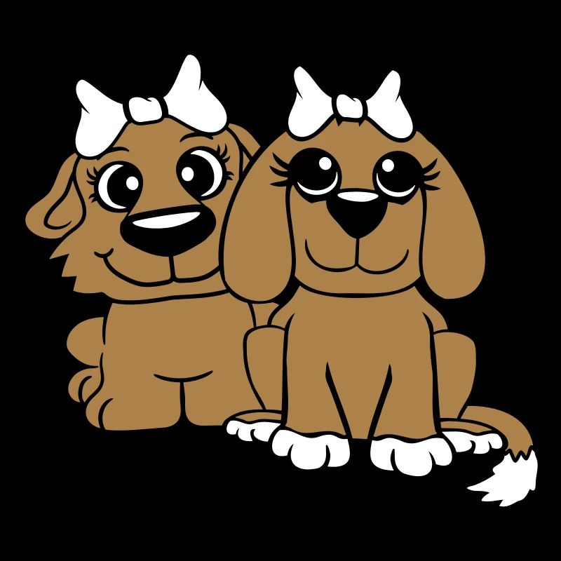 2 Équipe de chiens Deux amis Petites amies Couple Équipage