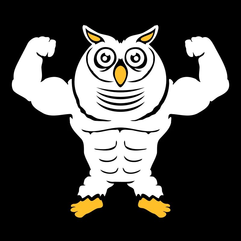 Owl Bodybuilder Muscles Biceps Poses Gym Rat Cool