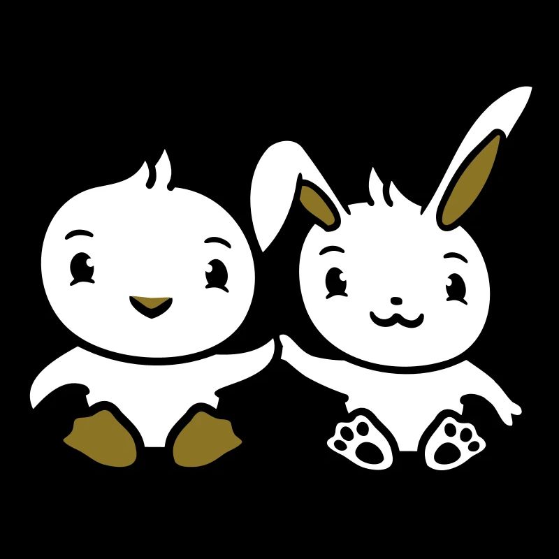 Bunny Bird Chick 2 Friends Team Two Hands Holding