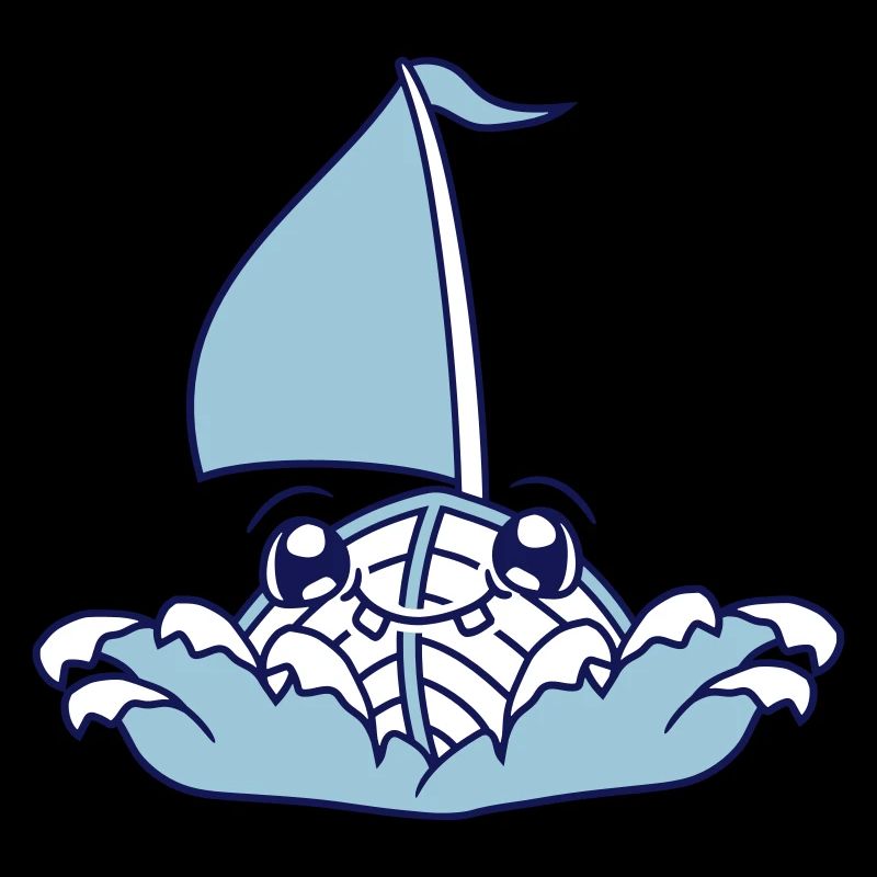mignon drôle bateau vagues voile visage souriant