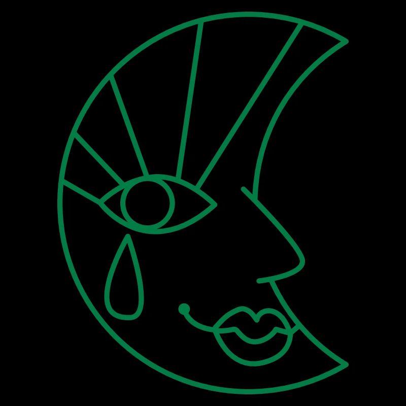 Visage de lune et goutte de larme