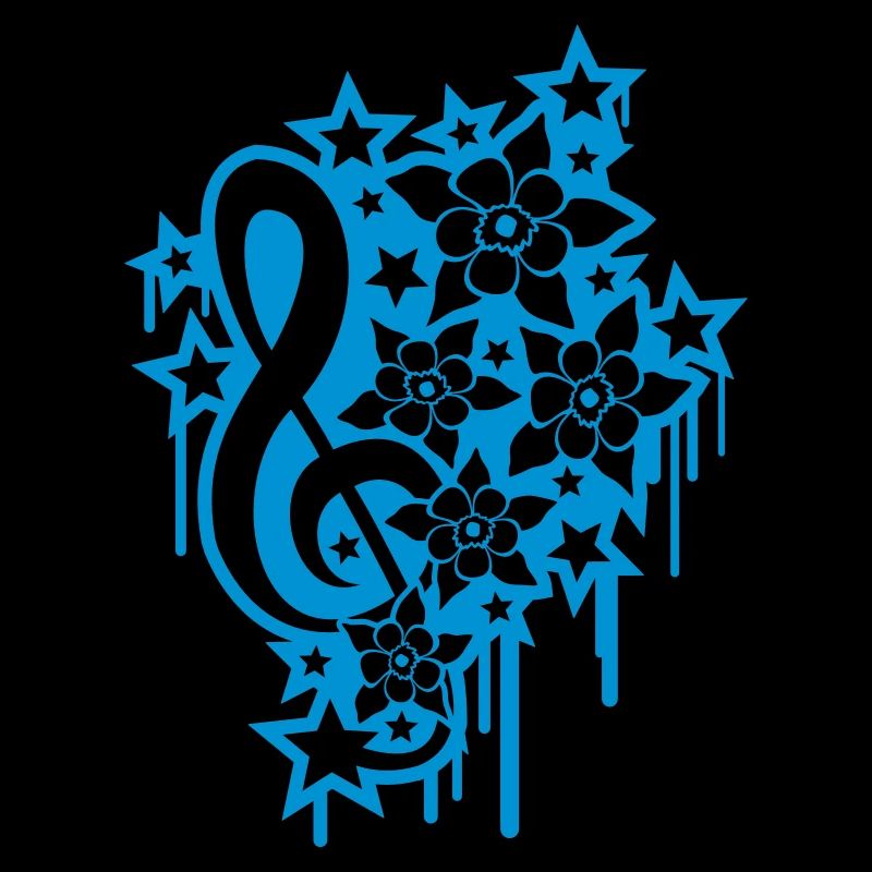 Clé de musique note graffiti goutte fleurs