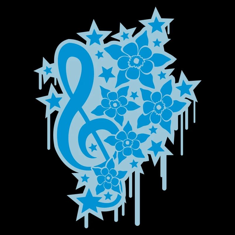 Clé de musique note graffiti goutte fleurs