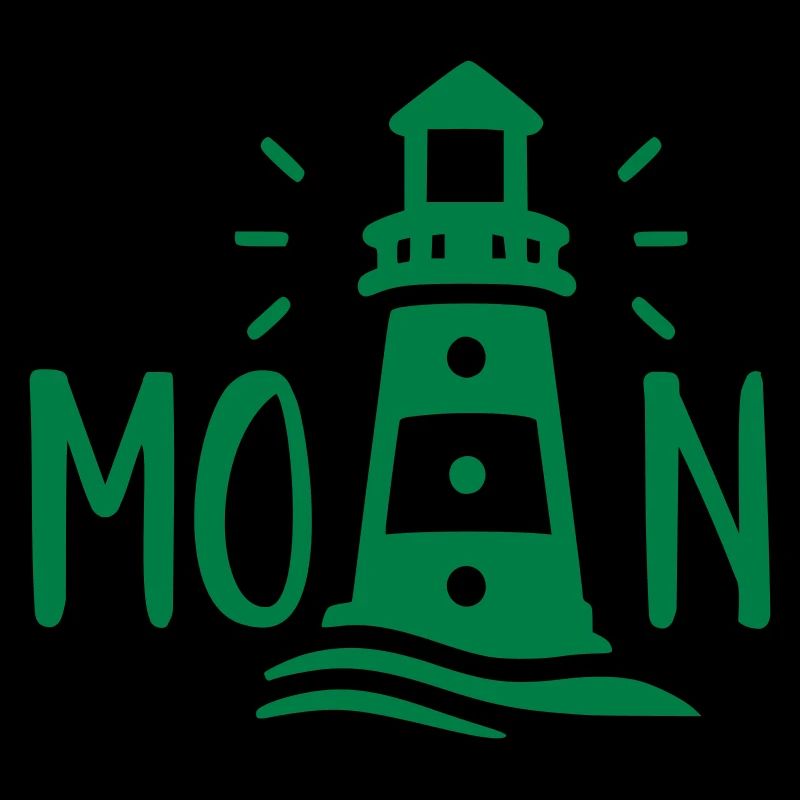 MOIN lettering with lighthouse