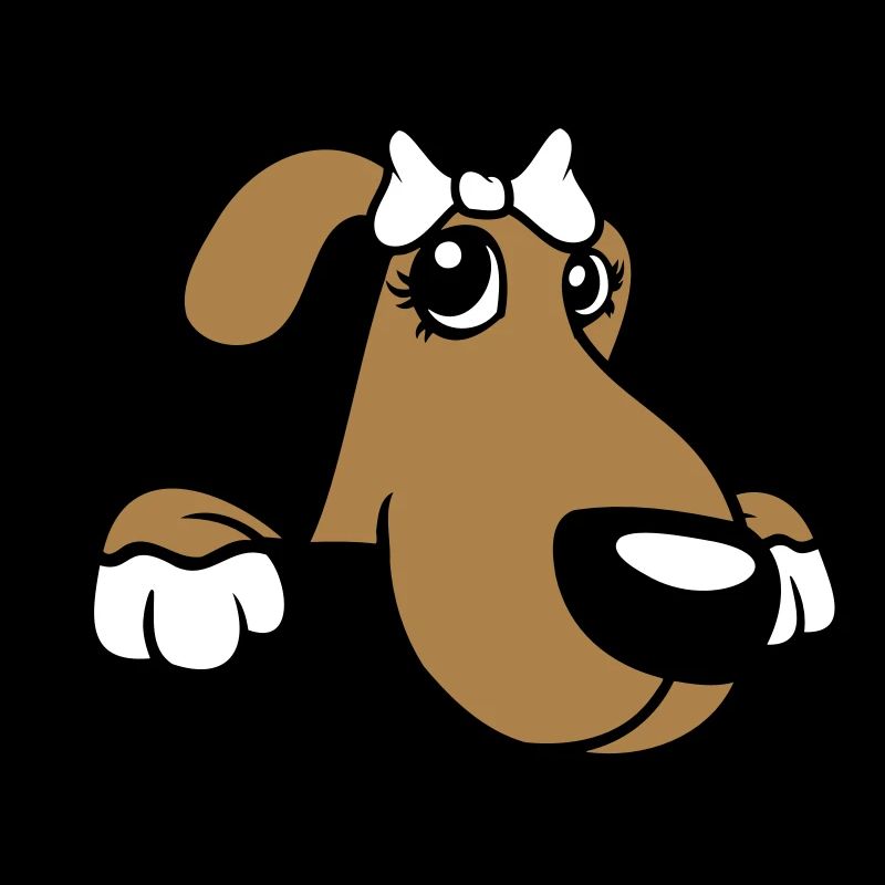 Hund Hinter Mauer Hübsche Dame Schleife Weiblich