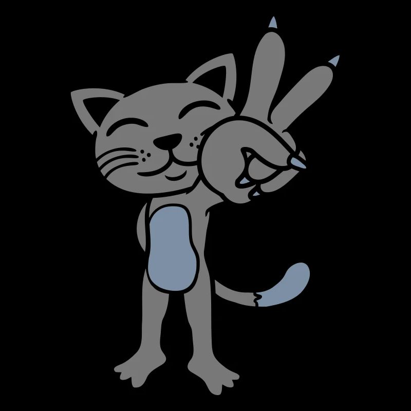 Peace Sign Standing Cat