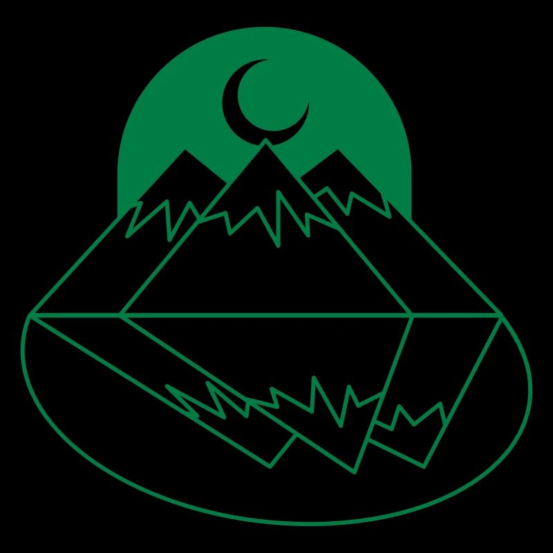 BOHO Moon mountains peaks and reflection