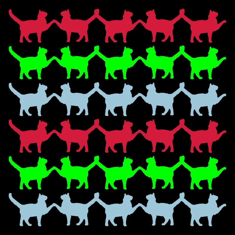 Many Cats Pattern Paws Hands Tail Greeting