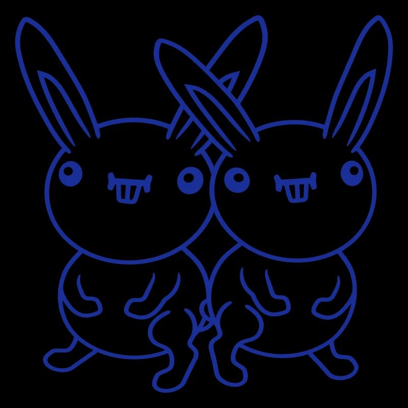 2 Bunnies Team Funny Grimace Silly Funny Smile