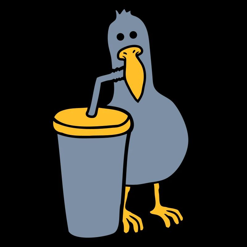 Seagull drinks cola drink