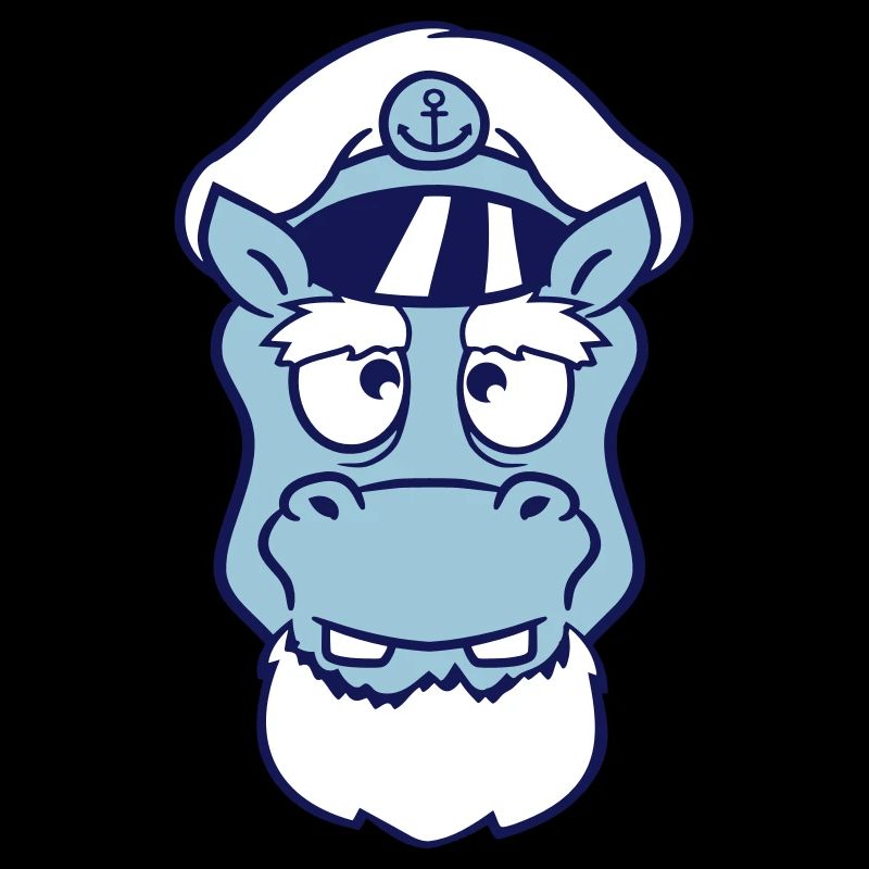 hippopotame capitaine visage drôle mignon dessin animé bande dessinée