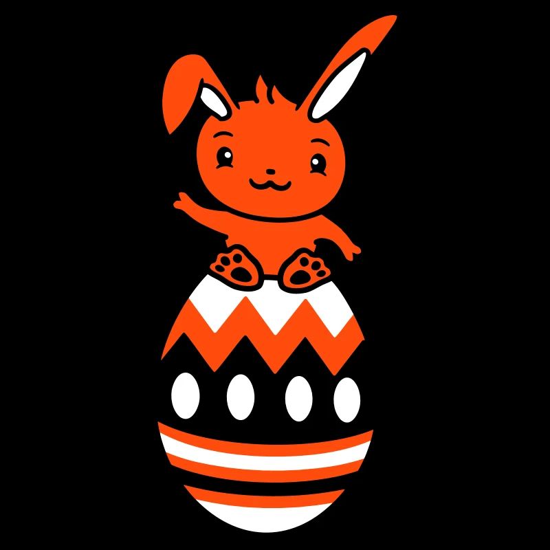 Hase sitzt auf großem riesigem Osterei Osterhase