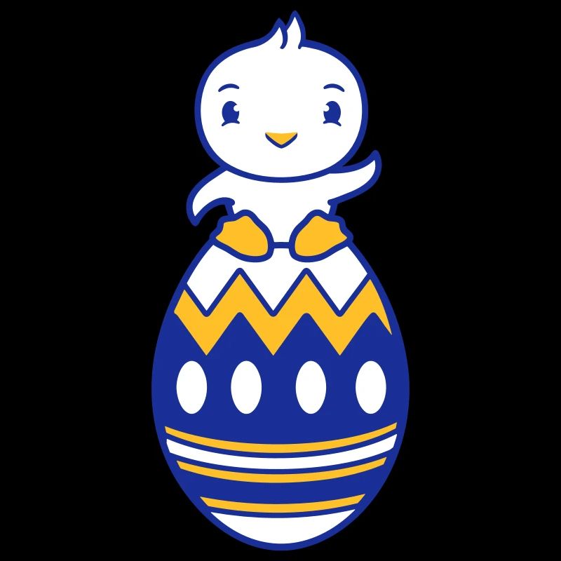 Chick sitting on huge Easter egg waving Easter sweet