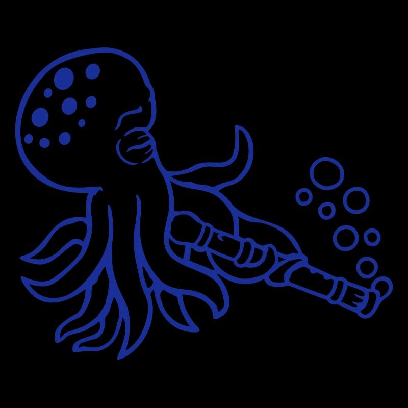 Octopus Flute Music Playing Bubbles Underwater