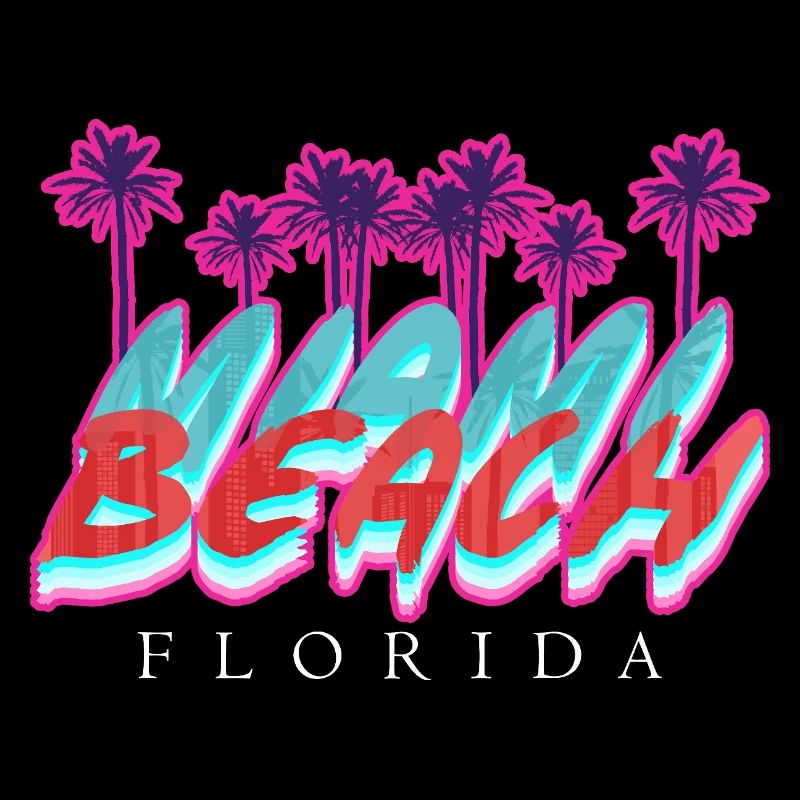 Beach Florida Neon Palms