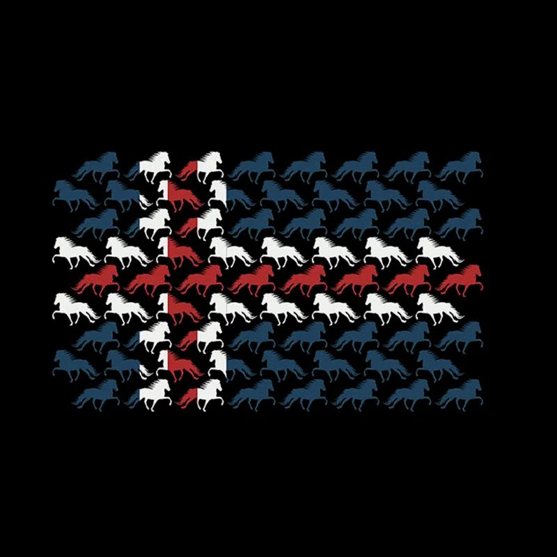 Tricolor horses in a repeating pattern