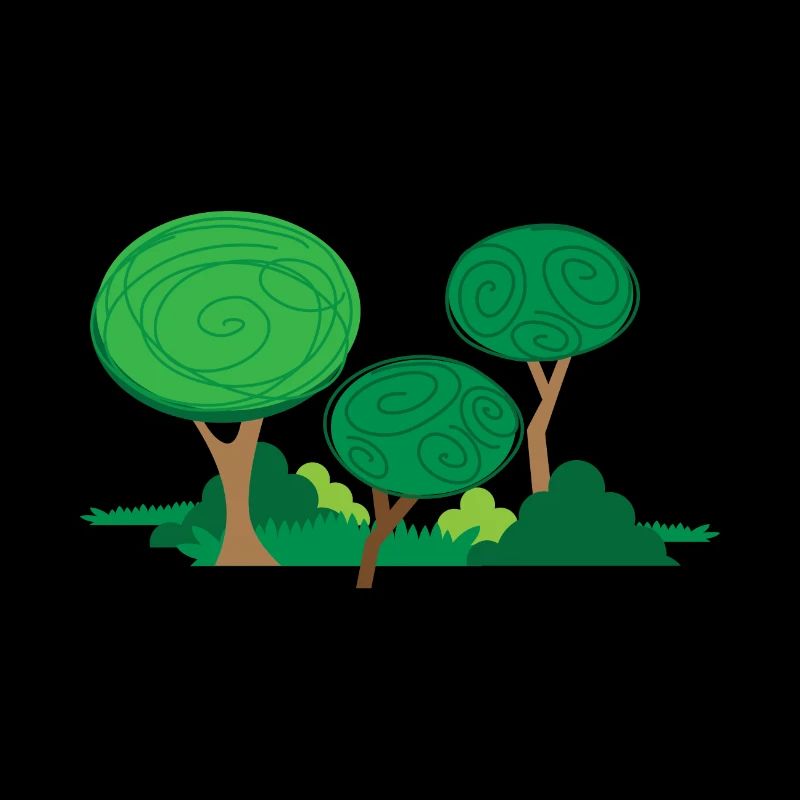 Curly green trees small forest