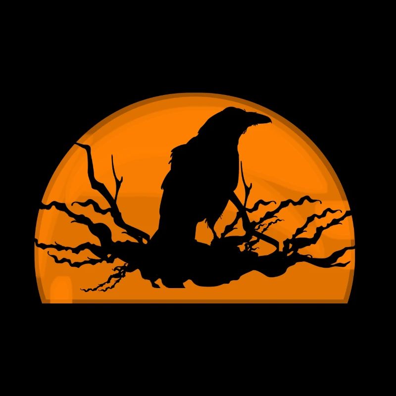 Raven in sunset