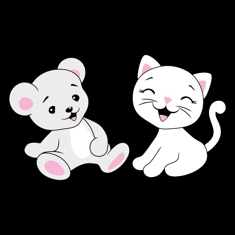 Bébé ours et chaton qui rit