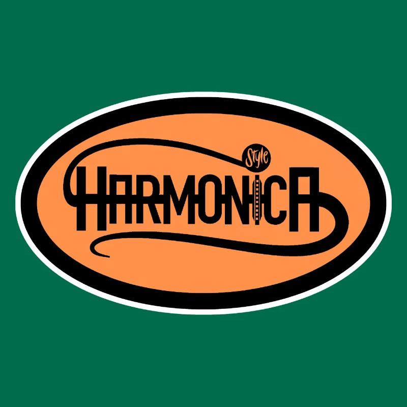 Harmonica Logo Style white edge for harmonica player