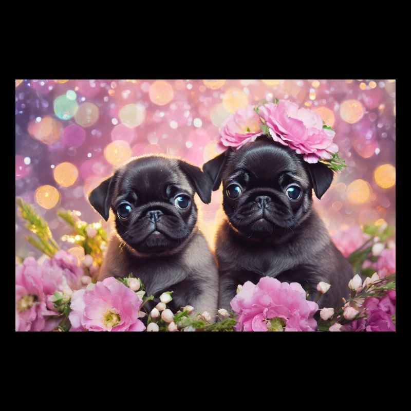 Kleine Hunde mit Blumenkrone