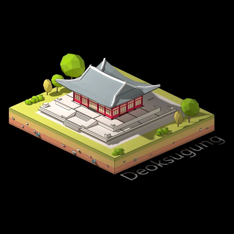 Geometric low poly Deoksugung