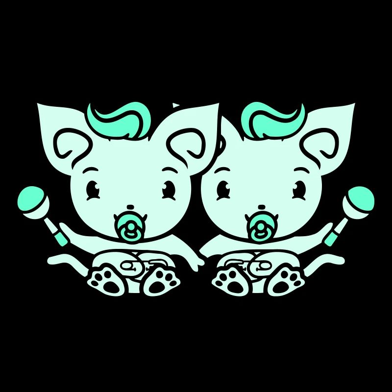 2 pacifiers cats Two baby siblings twins