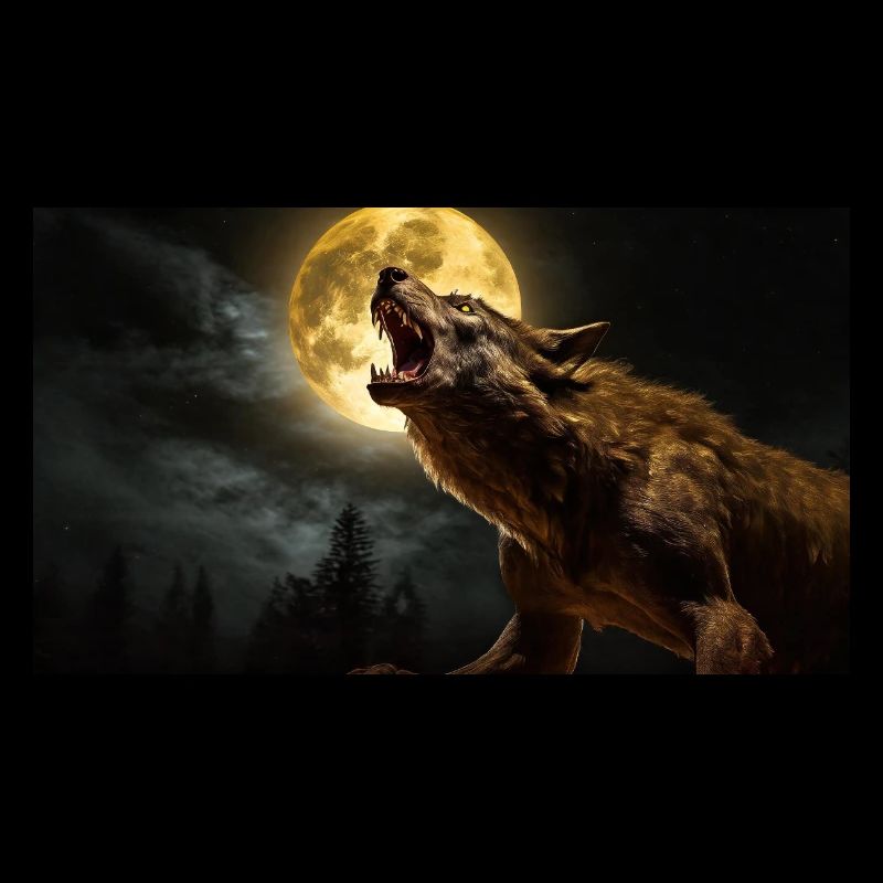 evil werewolf howls at the moon monster dark