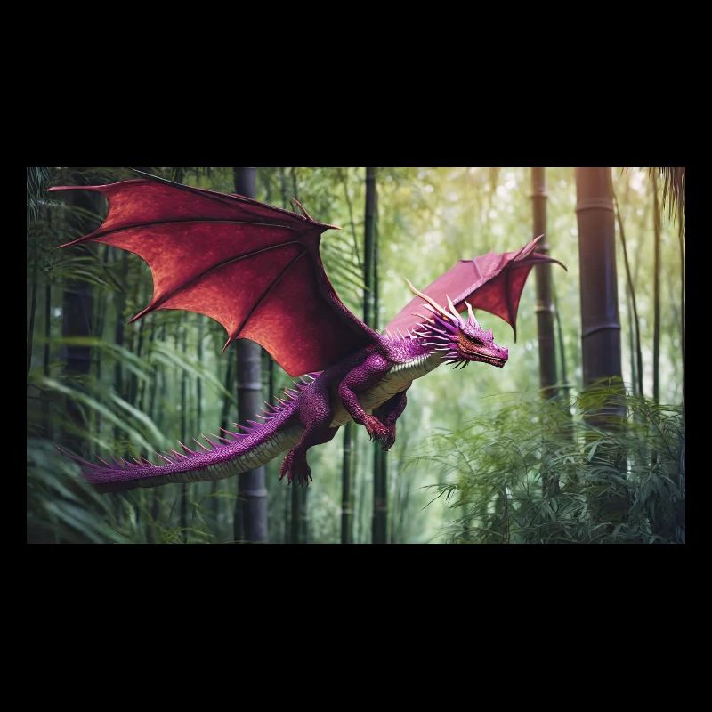 A realistic majestical green dragon is hunting