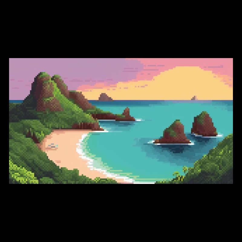 Fernando de Noronha, Brésil - Pixel Art
