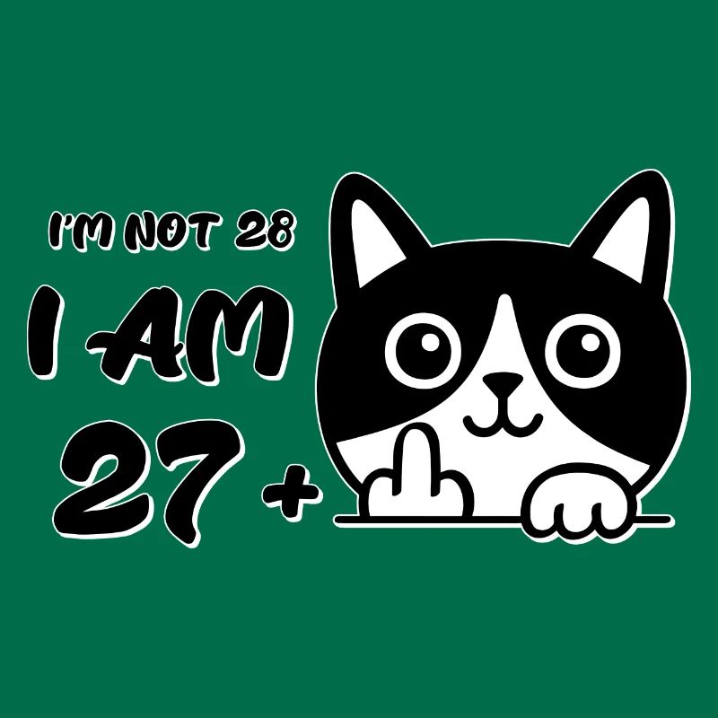 Ich bin nicht 28, ich bin 27 plus 1 Mittelfinger Katzenflip
