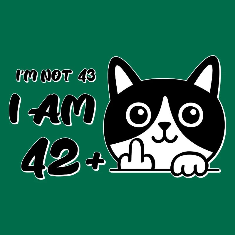 Ich bin nicht 43, ich bin 42 plus 1 Mittelfinger Katzenflip