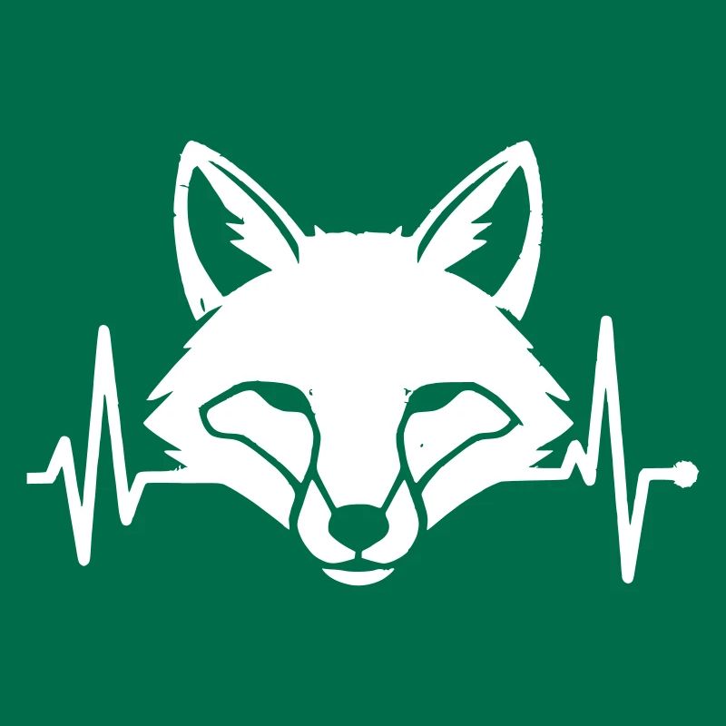 Fox Head Heartbeat ECG Forest Vector