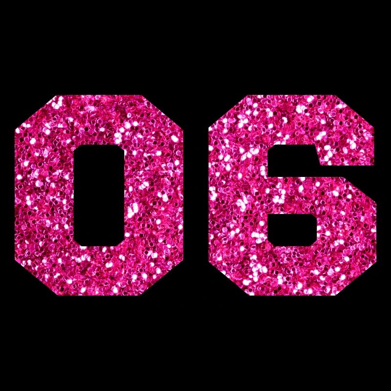Number 6 Pink Glitter - 6th Anniversary