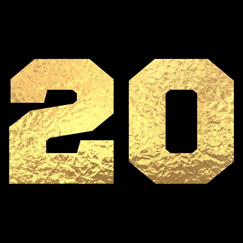 Numéro 20 paillettes doré - 20e anniversaire