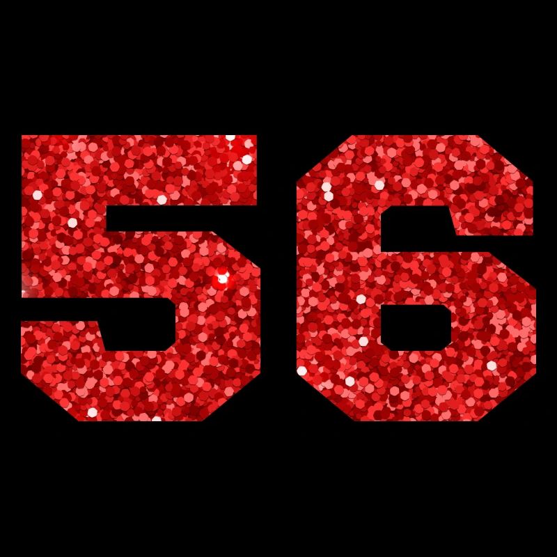 Number 56 Red Glitter - 56th Anniversary