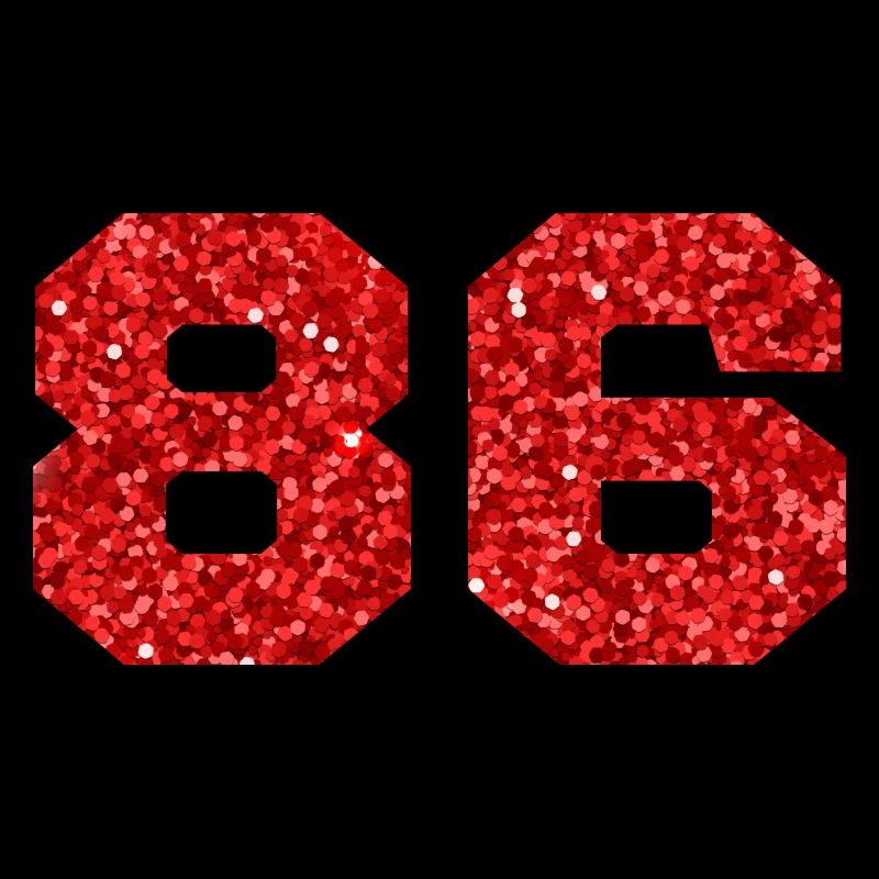 Number 86 Red Glitter - 86th Anniversary