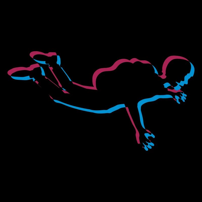 3d parachutist silhouette crash fly f
