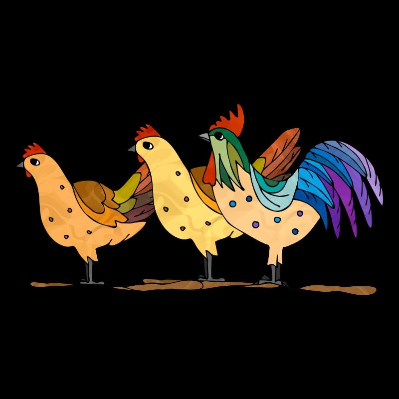 Hens and rooster