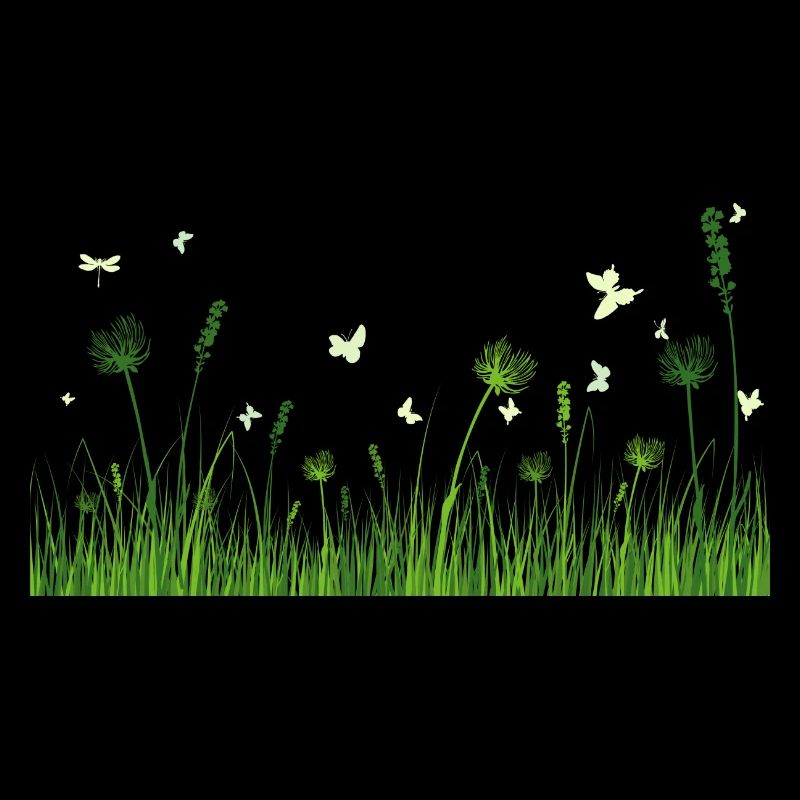 Design printanier - chat dans un pré fleuri