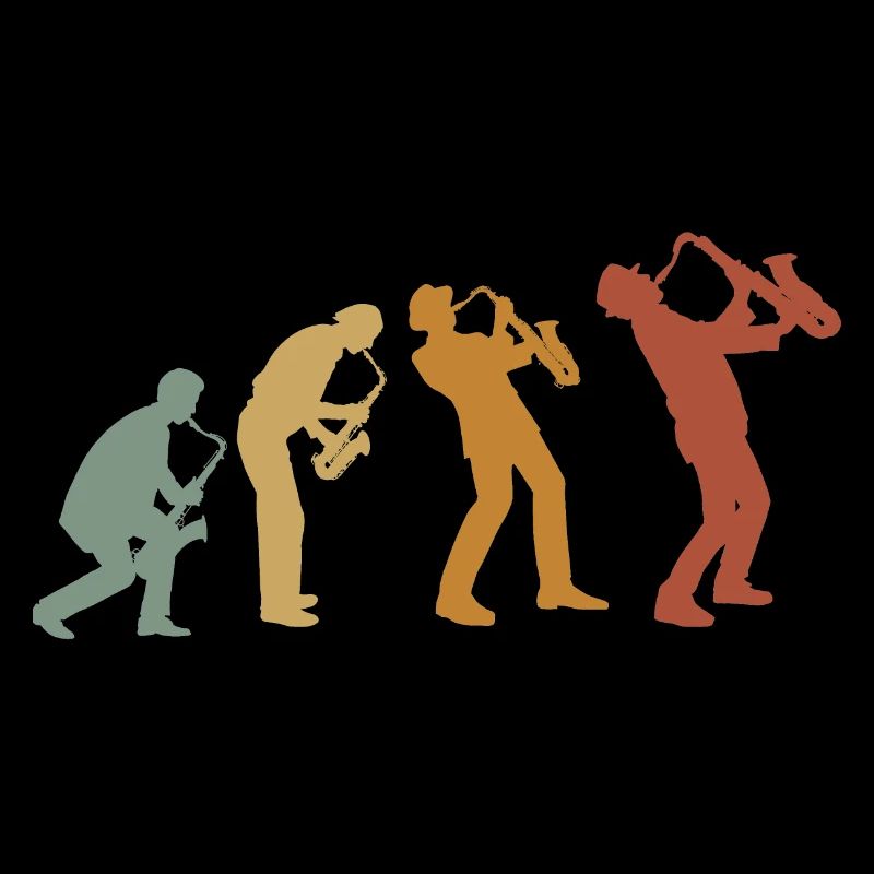 SAXOPHON, SAXOPHONIST RETRO ABSTRAKTES HEMD MIT V-AUSSCHNITT