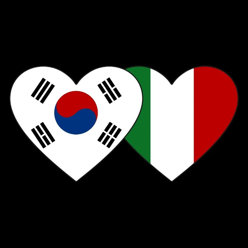 Corée du Sud Italie Drapeau Coeur