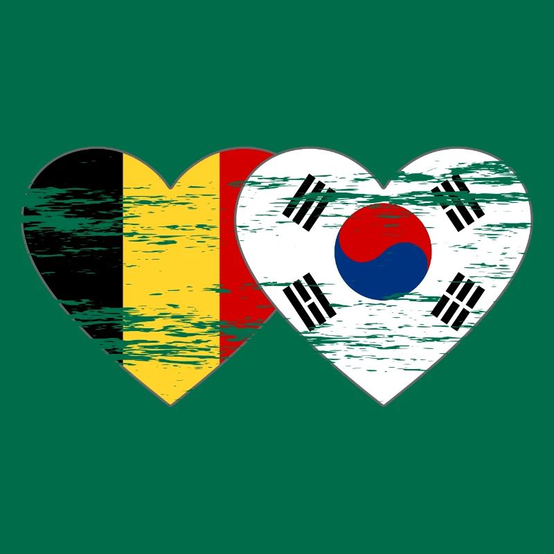 Belgique Corée du Sud Drapeau Coeur Utilisé