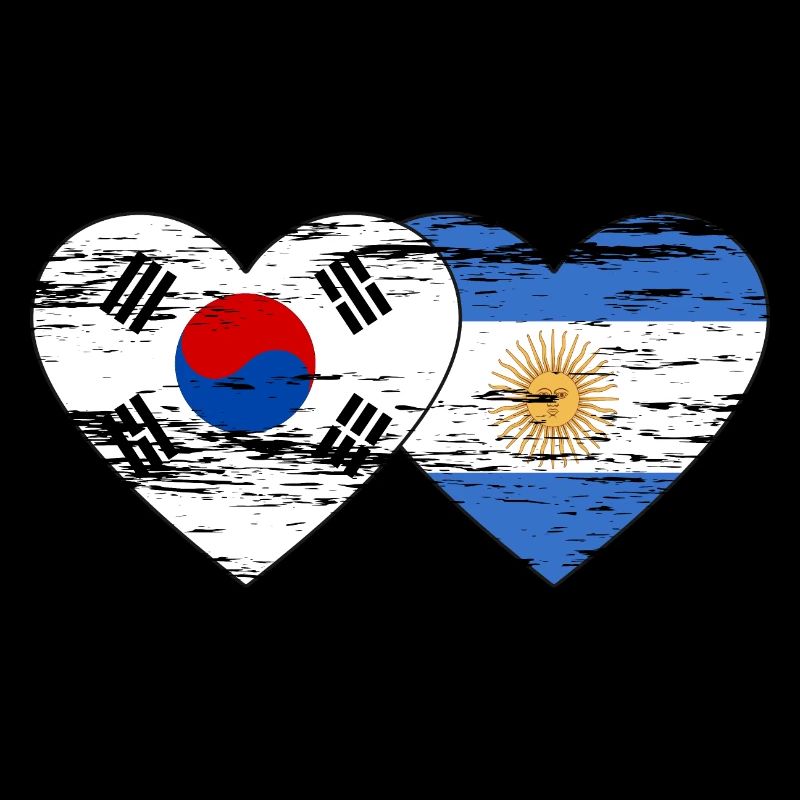 Corée du Sud Argentine Drapeau Coeur Utilisé