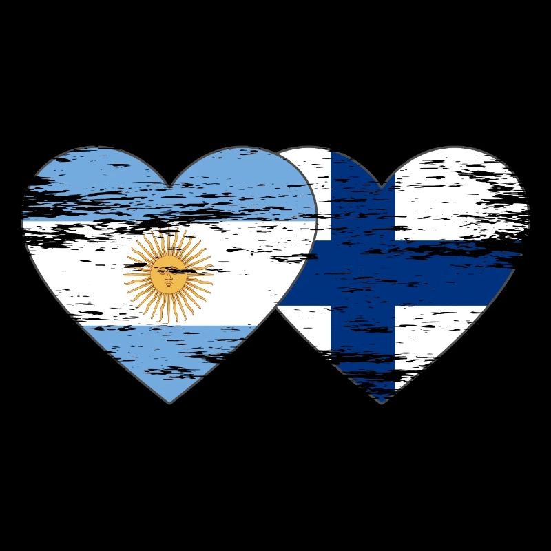 Argentine Finlande drapeau coeur utilisé