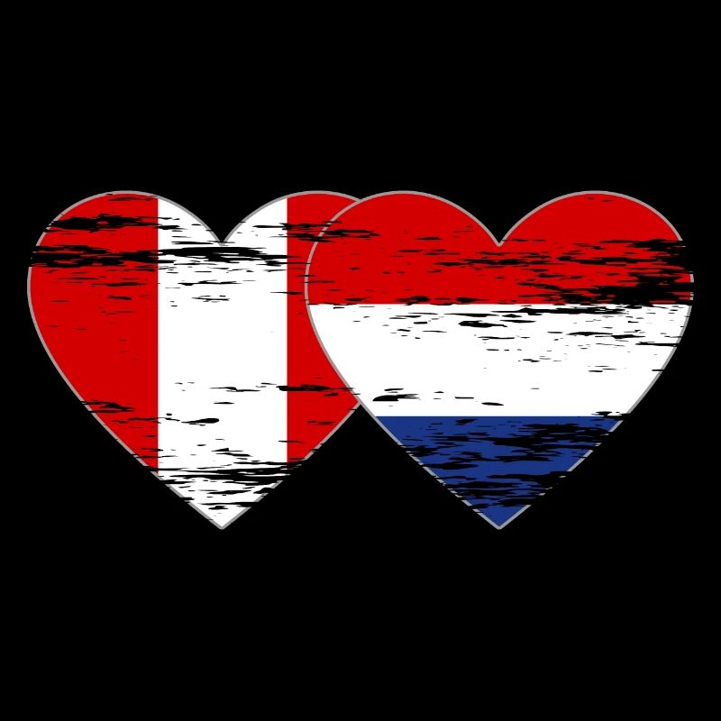 Pérou Hollande drapeau coeur utilisé