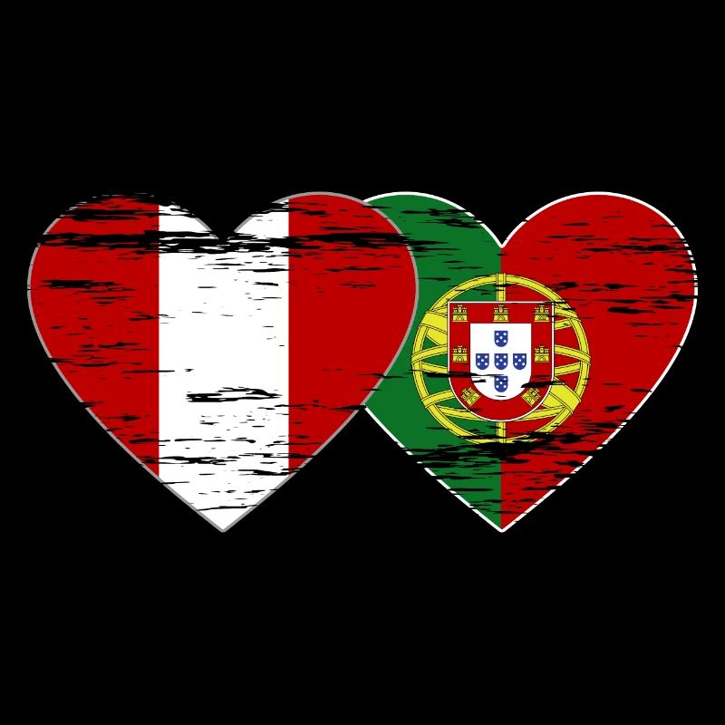 Pérou Portugal drapeau coeur utilisé