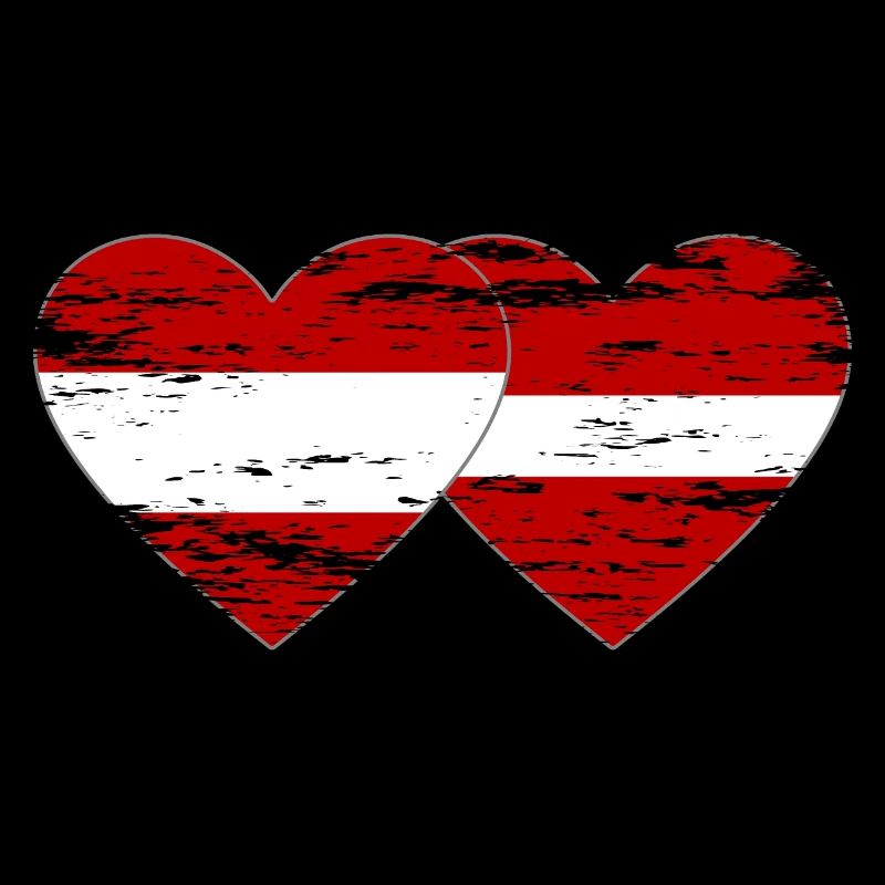 Autriche Lettonie drapeau coeur utilisé