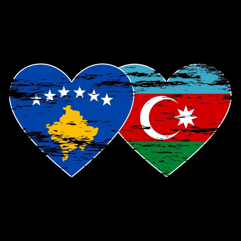 Kosovo Azerbaïdjan Drapeau Coeur utilisé