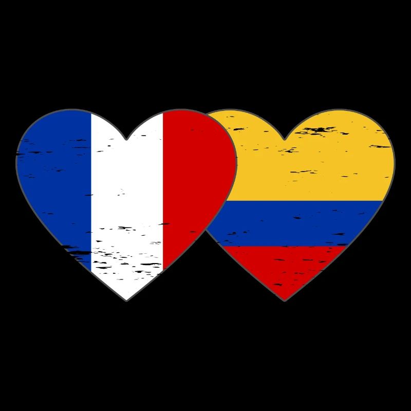 France Colombie Drapeau Coeur Utilisé